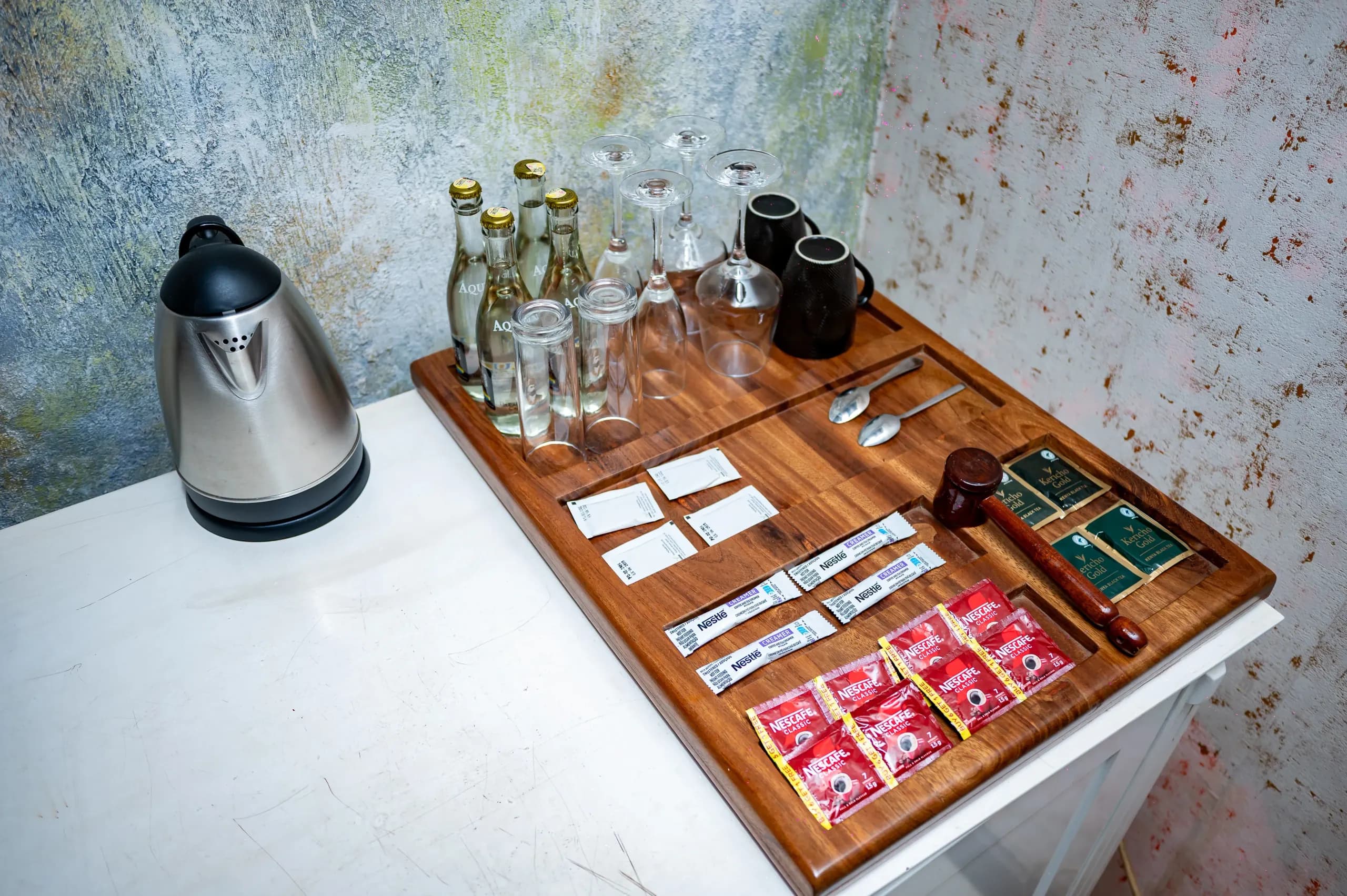 The kettle and tea selection in the VIP Suite at The Emin Pasha Hotel & Spa