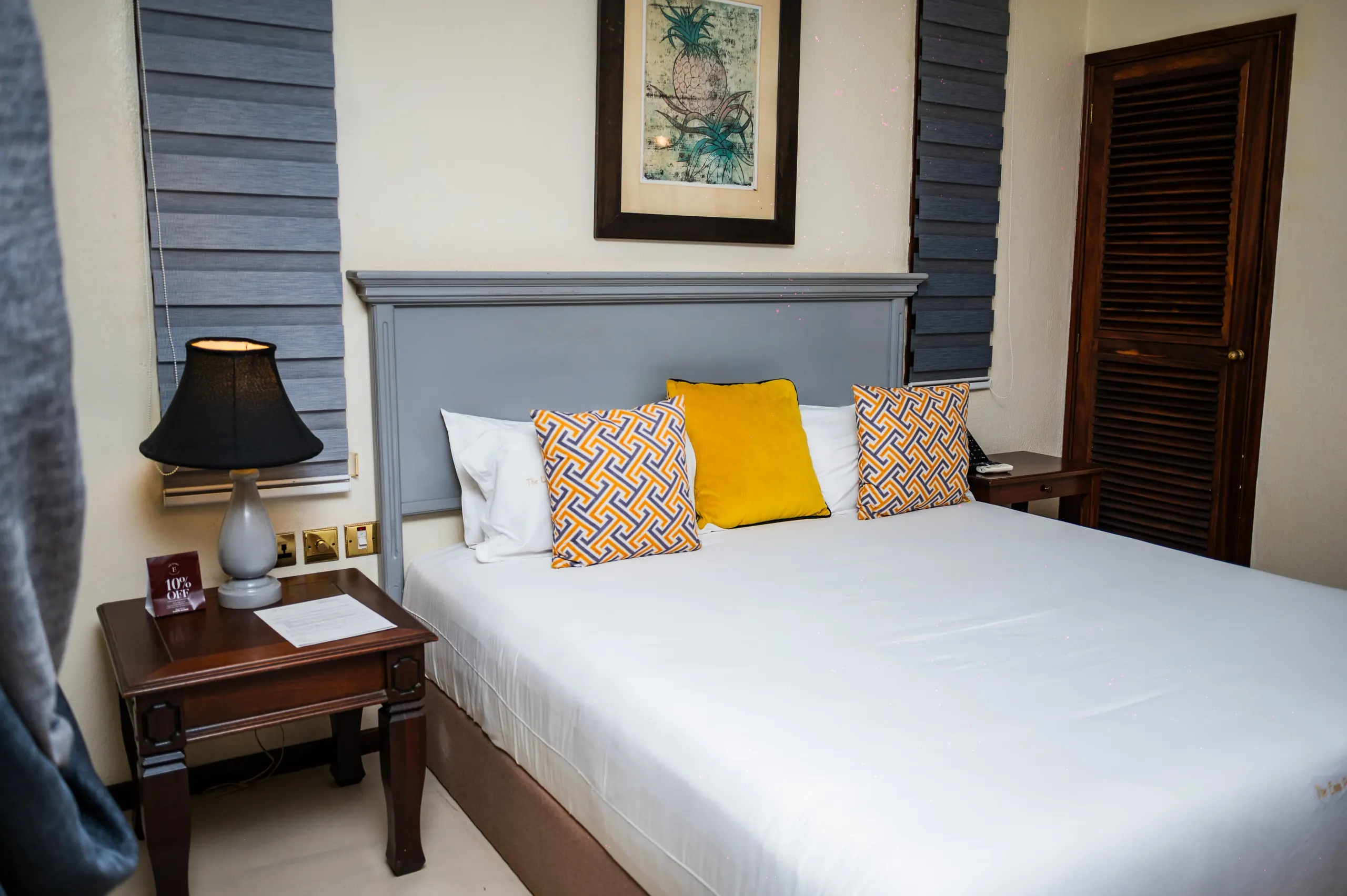 A guest room set for a residential conference delegate